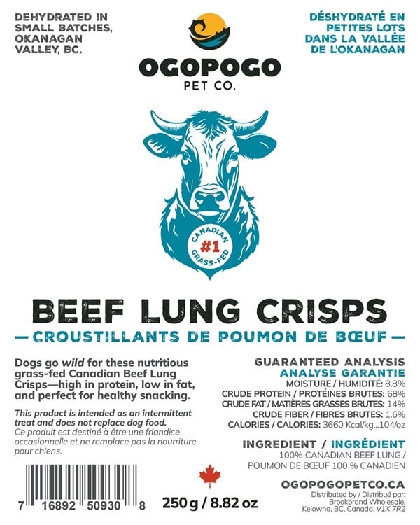 Ogopogo Pet Co. Ogopogo Beef Lung Crisps, 250g
