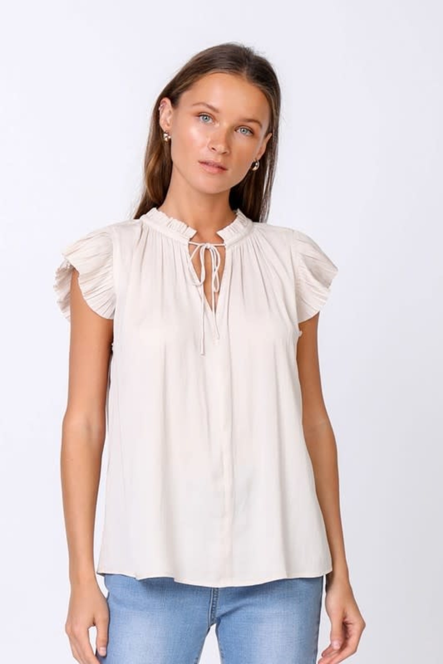 Current Air Pleated Sleeve Blouse - Trademark Boutique