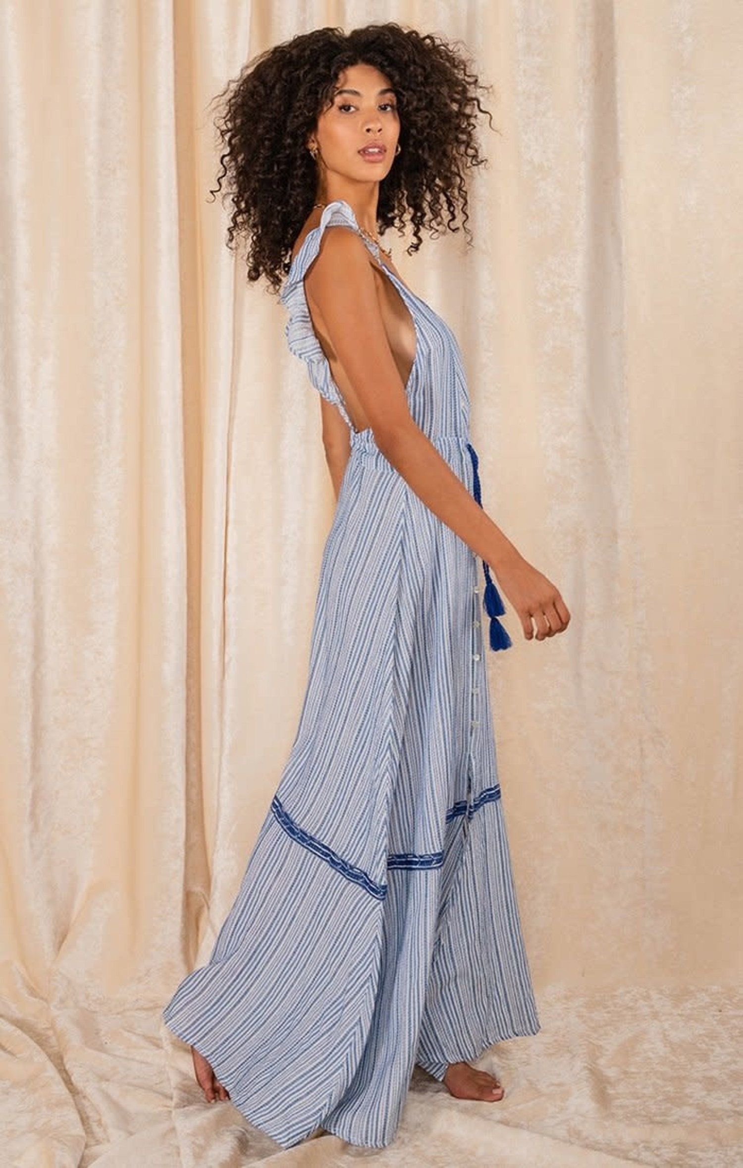 ruffle strap maxi dress