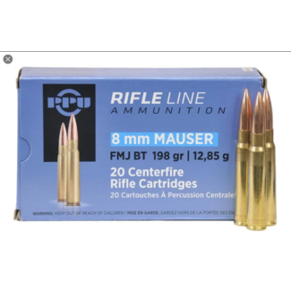 PPU PPU 8MM Mauser FMJ BT 198gr 20 Centerfire Rifle Cartridges