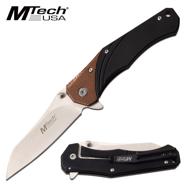 MTech MTech 4.75" 3CR 13 Steel Blade Ball Bearing Pivot G10 Handle Tinite Coated Bolster Black/Bronze