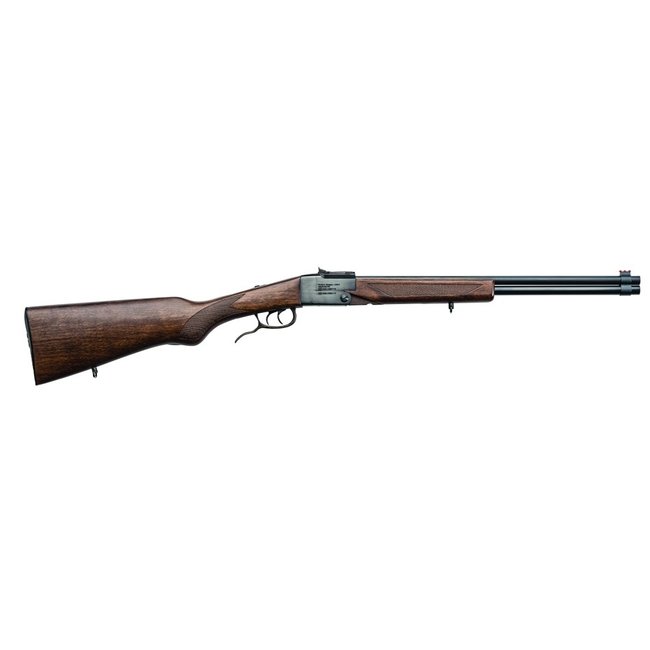 Chiappa Chiappa 500.097 Double Badger Folding Shotgun/Rifle,410/22LR Blued, 19" Bbl, 3/8" Dovetail Rail For Scope Mount, Fiber optic sights, wooden stock