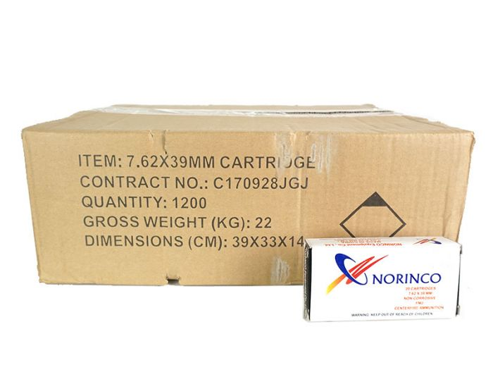 Norinco 7 62x39mm 122gr fmc 1200ct non corrosive siwash sports