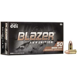 CCI CCI Blazer Centerfire Pistol Ammo 9mm Luger FMJ 115 GR 50ct Alum