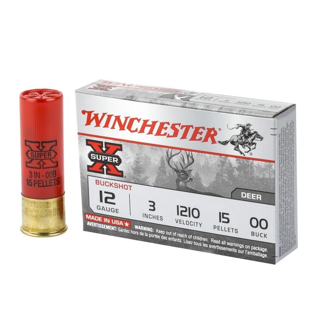 Winchester 12 GA 3" 00 Buckshot 15 Pellets 5 Rounds
