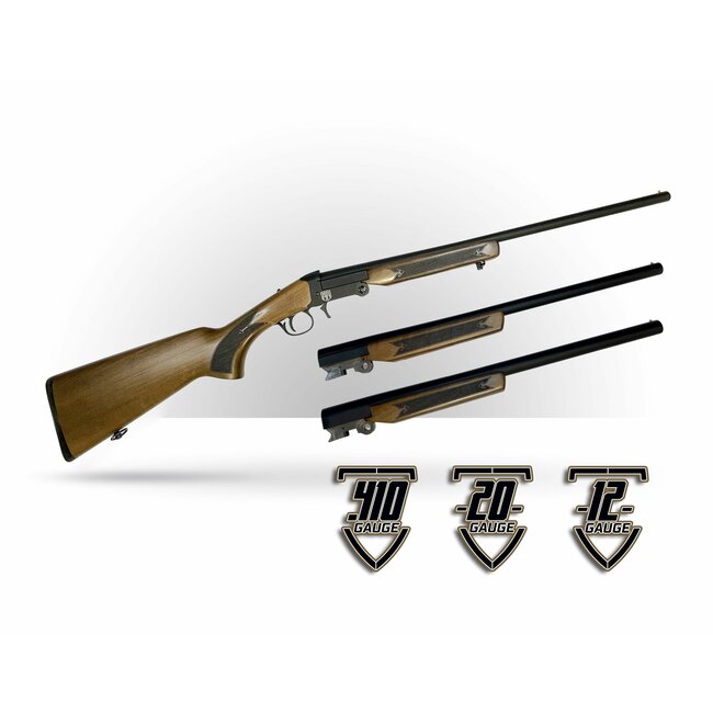 Revolution TRI-SS Single Shot 3 Barrel Combo Wood .410 Barrel 20" + 20GA Barrel 24" + 12GA Barrel 26" — Siwash Sports
