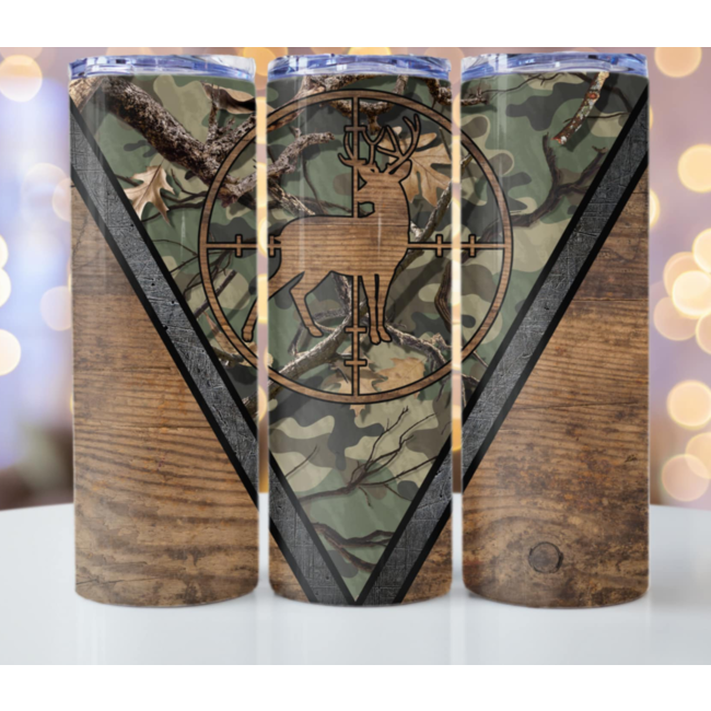 20 Oz. Tumbler w/ Metal Straw, Deer design