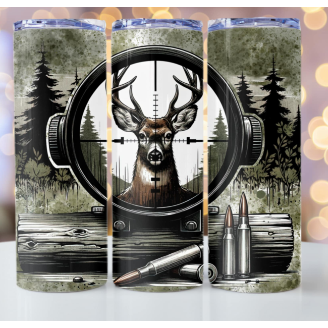 20 Oz Tumbler W/ Metal Straw, Bullet/Target