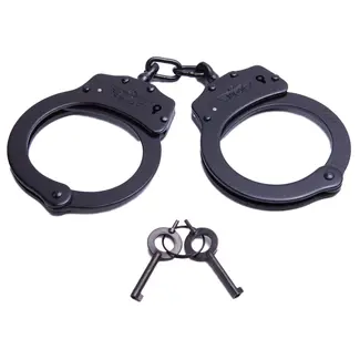 UZI UZI Handcuff, Chain Black Plated Steel,  Double Lock Two Keys