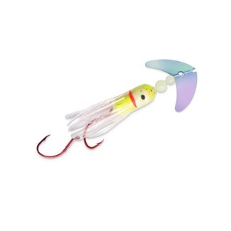 Mack's Smile Blade Kokanee Hoochie 1.5" Clr UV/UV Glo Burst/Chrt
