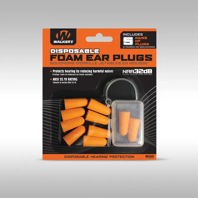 Walkers Foam Ear Plugs, Disposable 5 Pairs
