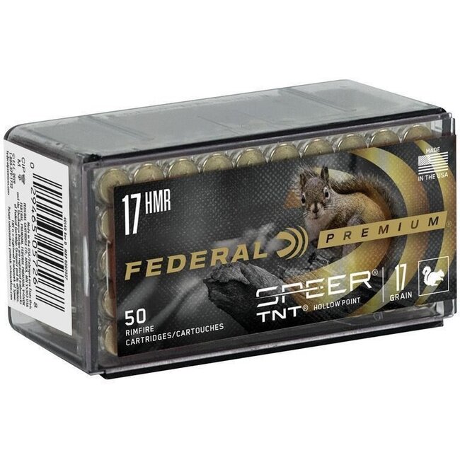 Federal Premium 17HMR 17GR 50 Rds Speer TNT (V-Shok)
