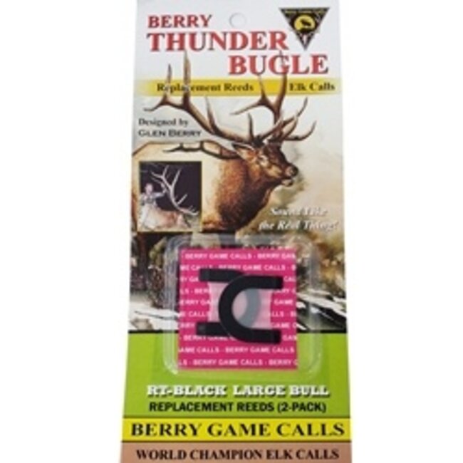 Berry Thunder Bugle RT Black, Large Bull Repalcement Reeds (2 Pack, Elk Calls)