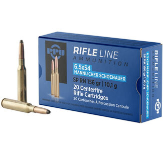 PPU 6.5x54 Mannlicher Schoenauer SP RN 156GR 20 Rds