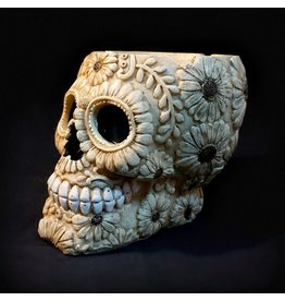 Sugar Skull Ashtray -  Bone Carved Flower