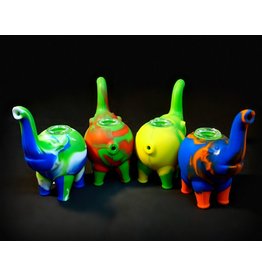 Silicone Elephant Bubbler 4" - Assorted Tie Dye Colors