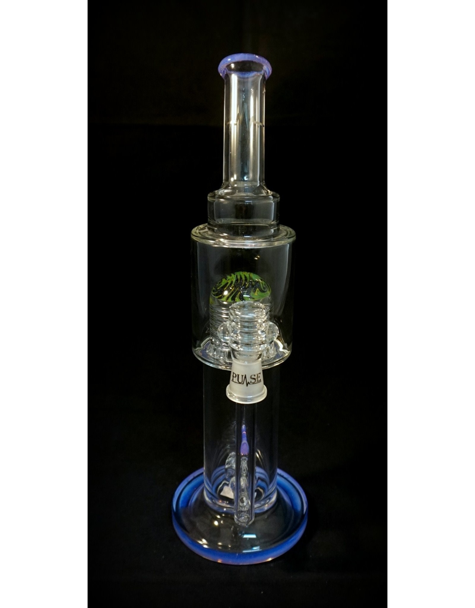 Pulse Pulse - 12" Bent Neck Gridded Tongue Inline with Marble Center Purple Accents