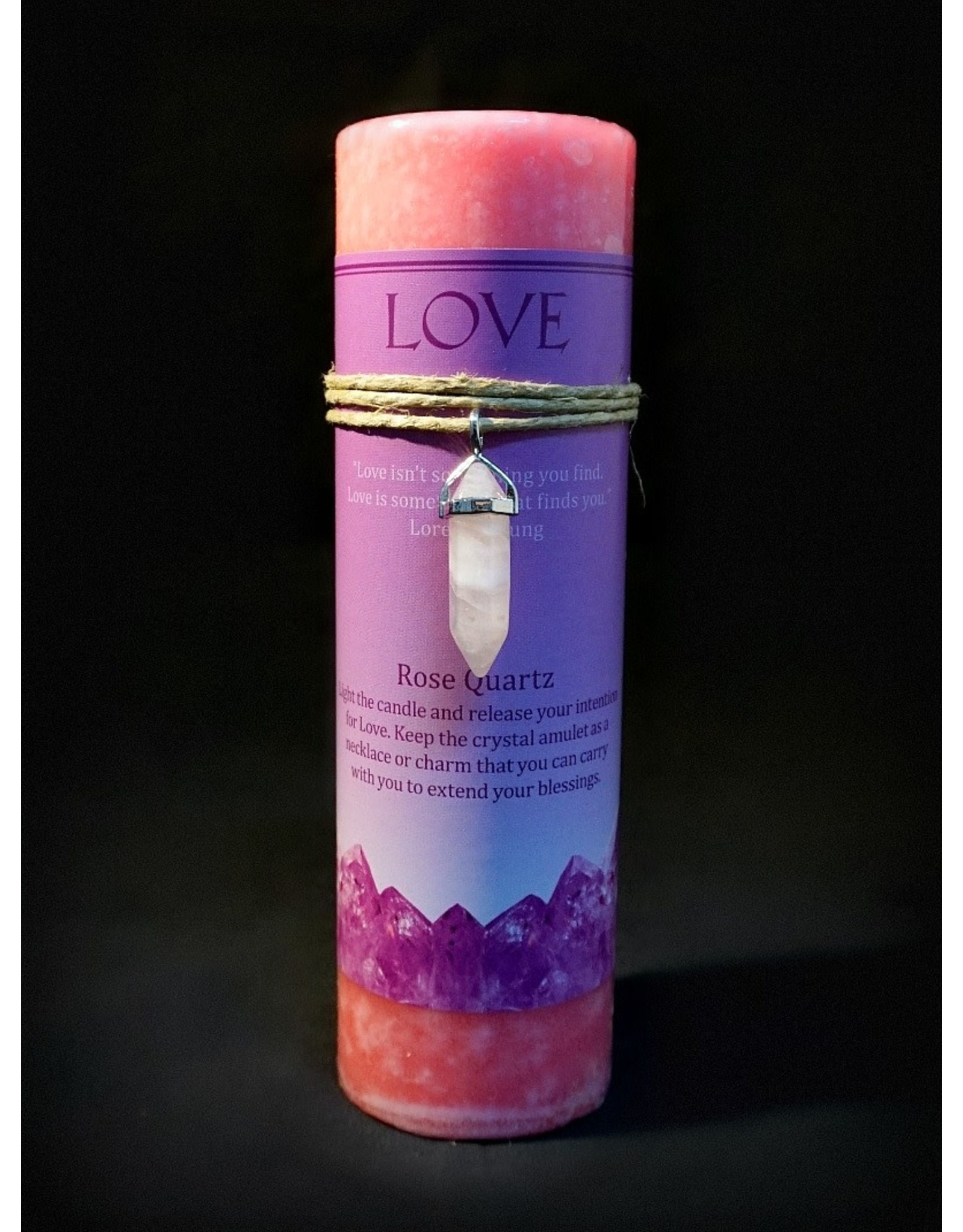 Crystal Energy Pendant Candle - Rose Quartz Love
