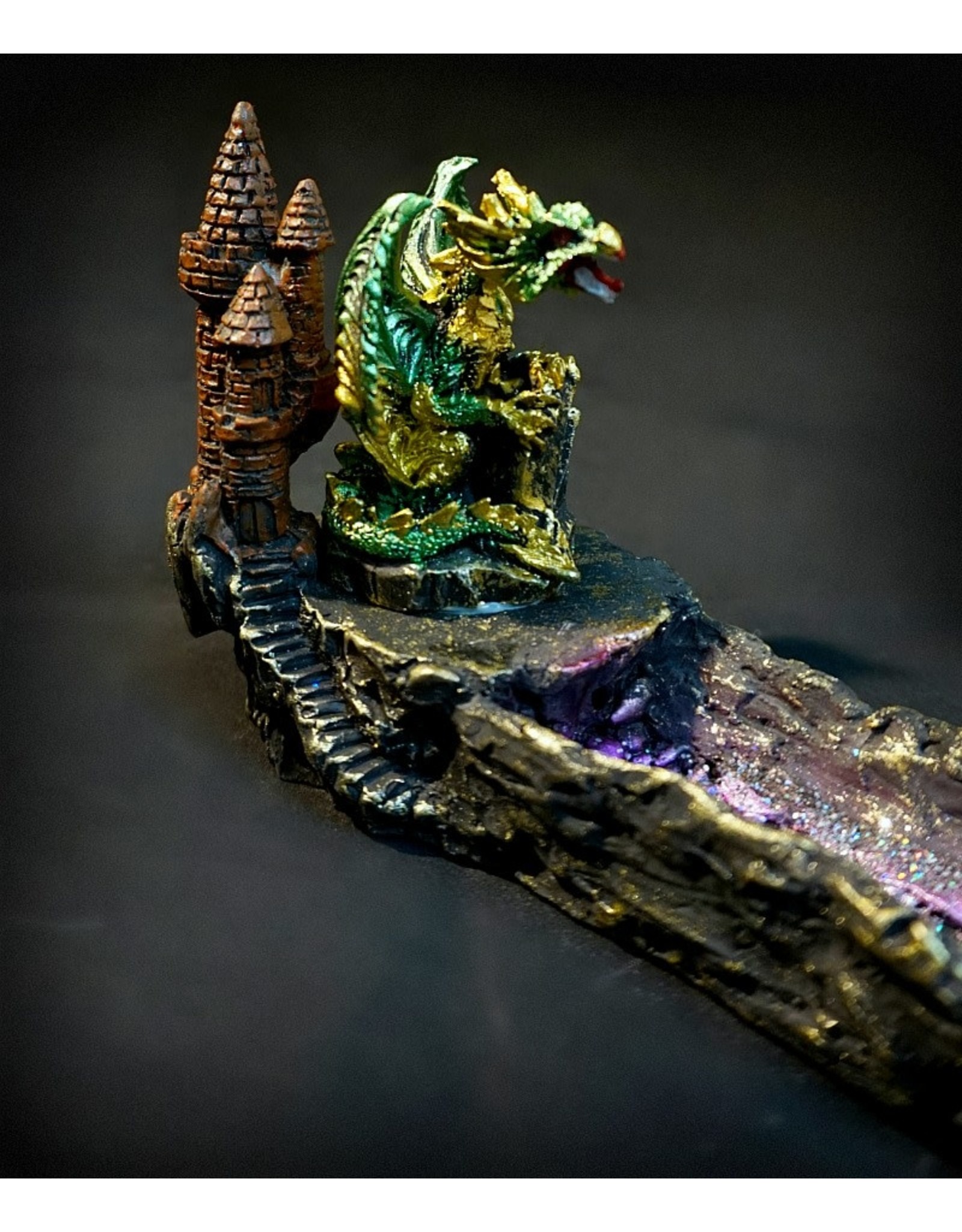 Dragon w/ Castle Polyresin Incense Burner