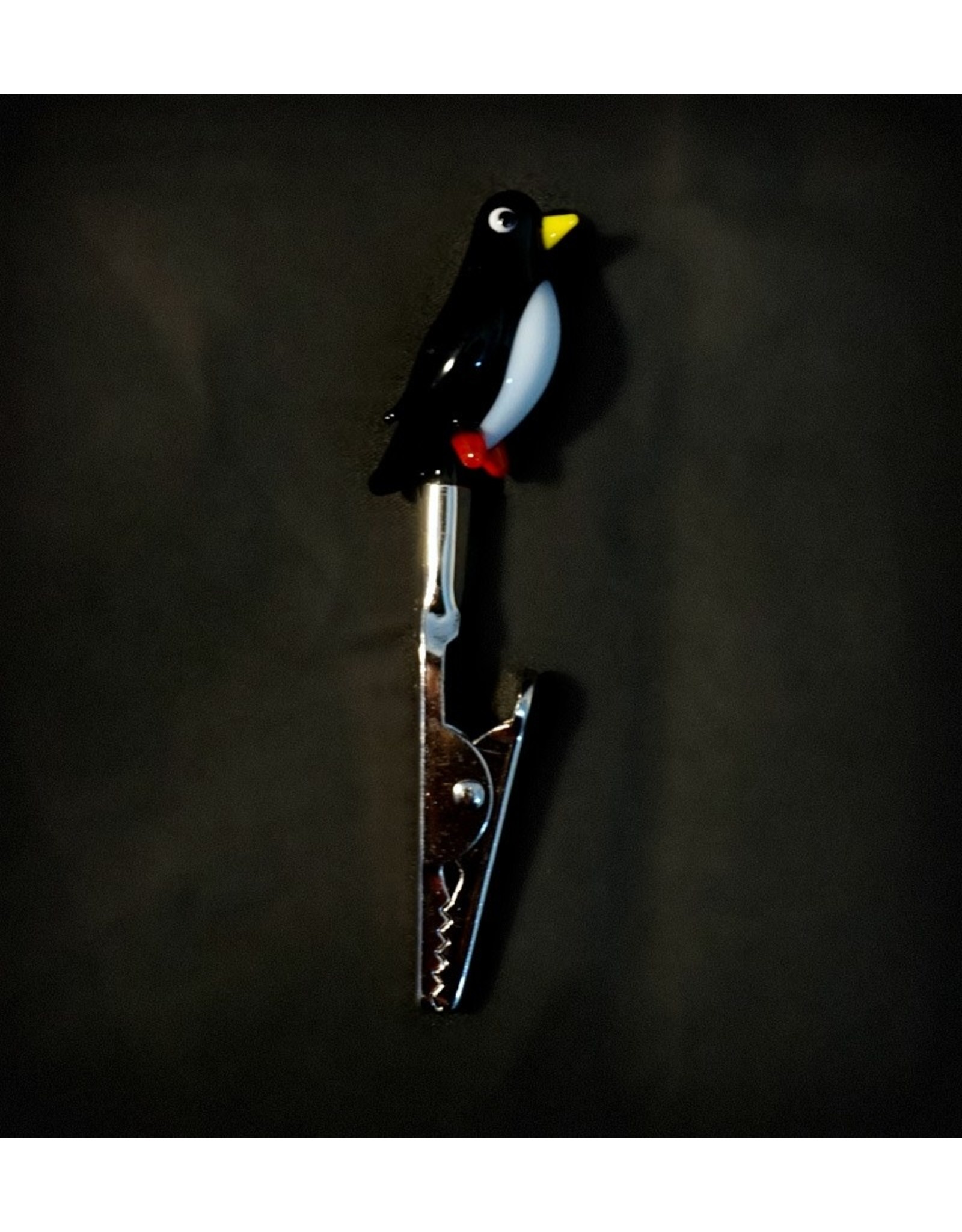 Small Glass Memo Clip - Penguin