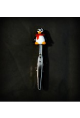 Small Glass Memo Clip - Penguin with Scarf