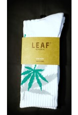 Leaf Socks - White with Green Gray Leaves