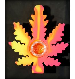 Silicone Hemp Leaf Hand Pipe - 4" Assorted Color