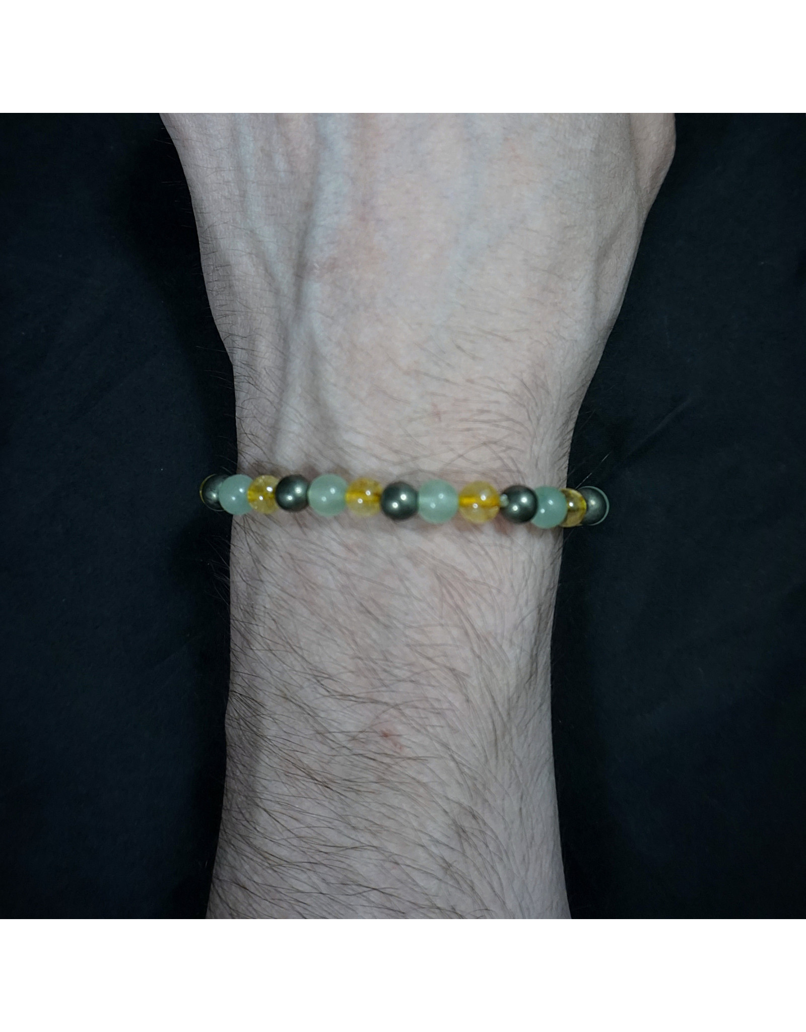 6mm Aventurine, Green Citrine & Pyrite Bracelet