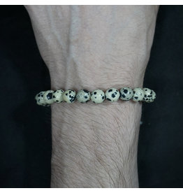 Elastic Bracelet 8mm Round Beads â€“ Dalmation