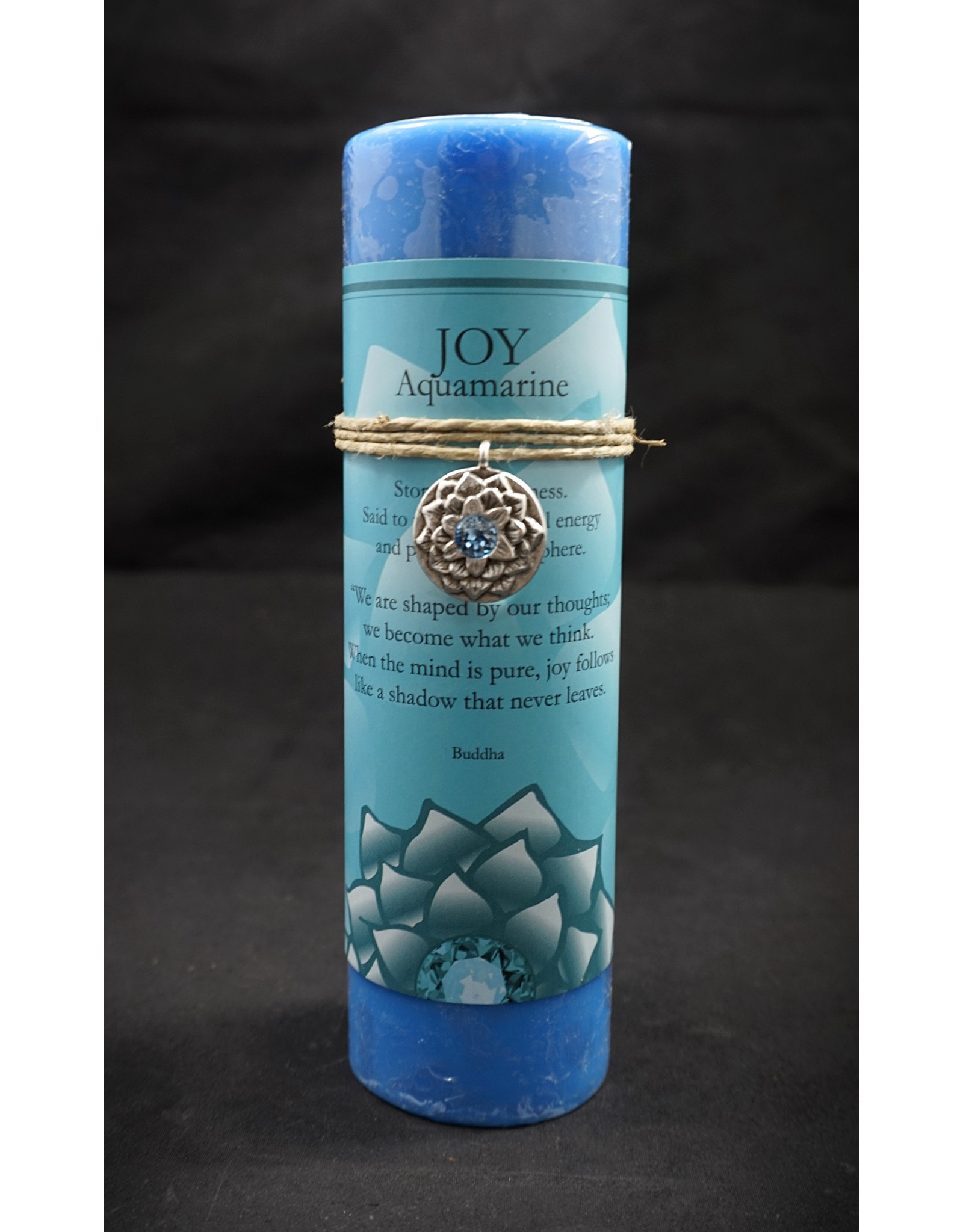 Inspir Lotus Candle Pewter Pendant - Aquamarine Joy