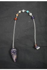 Amethyst with Chakra Beaded Chain Pendulum