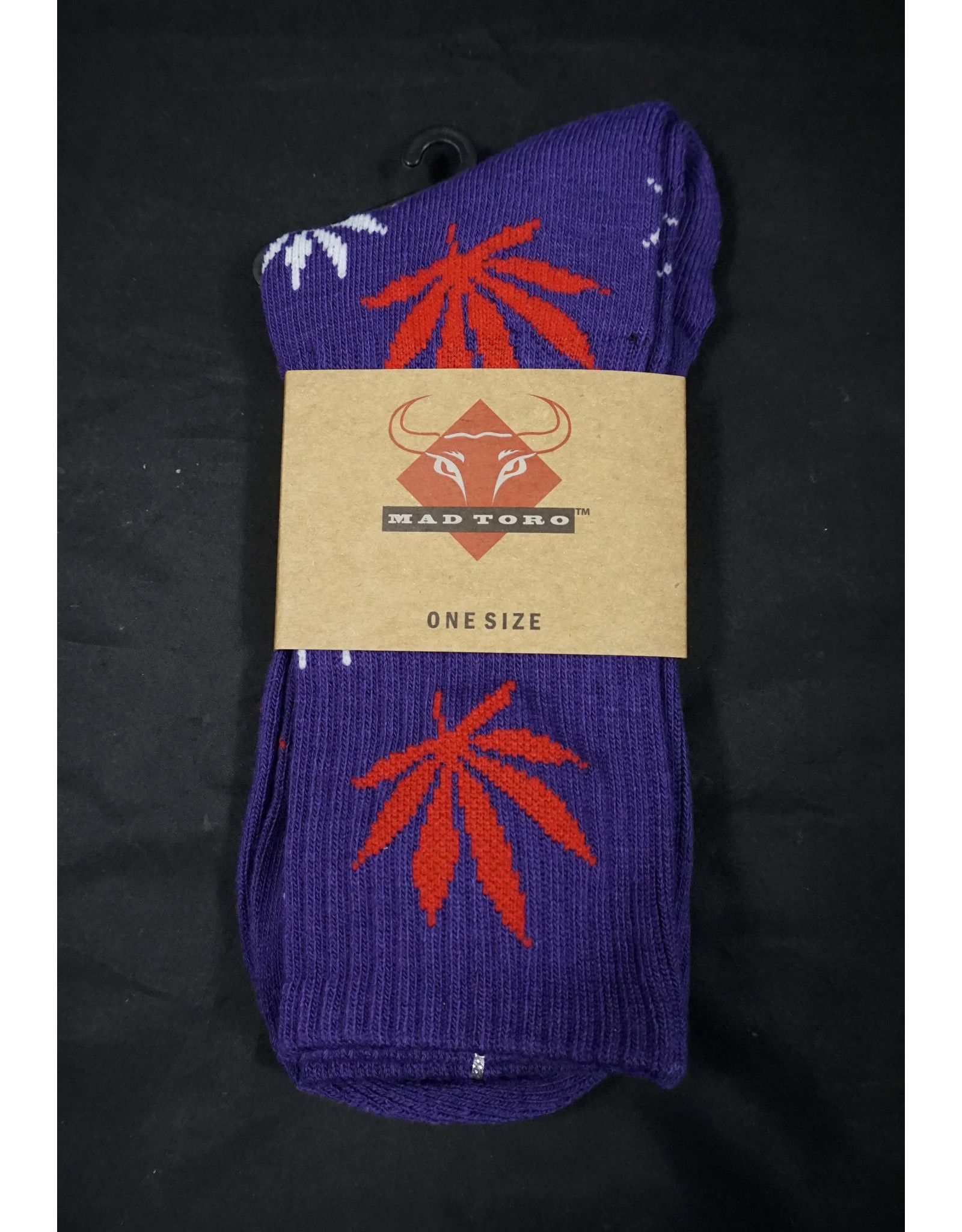 Mad Toro Mad Toro Socks - Purple w/ Red/White Leaves