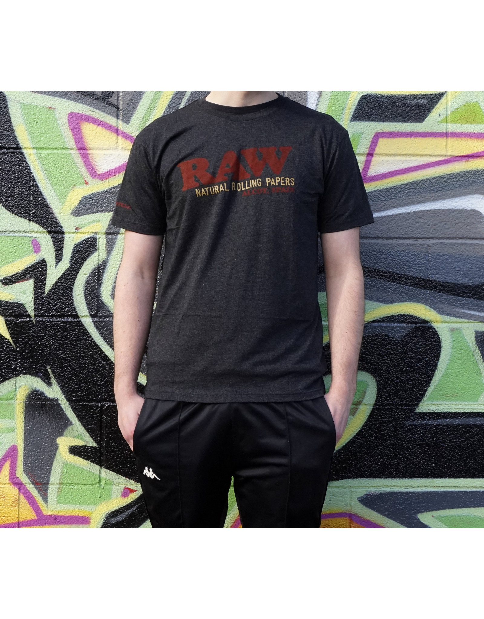 Raw Raw Unisex Black Tri-BlendDistressed Logo Shirt - Medium