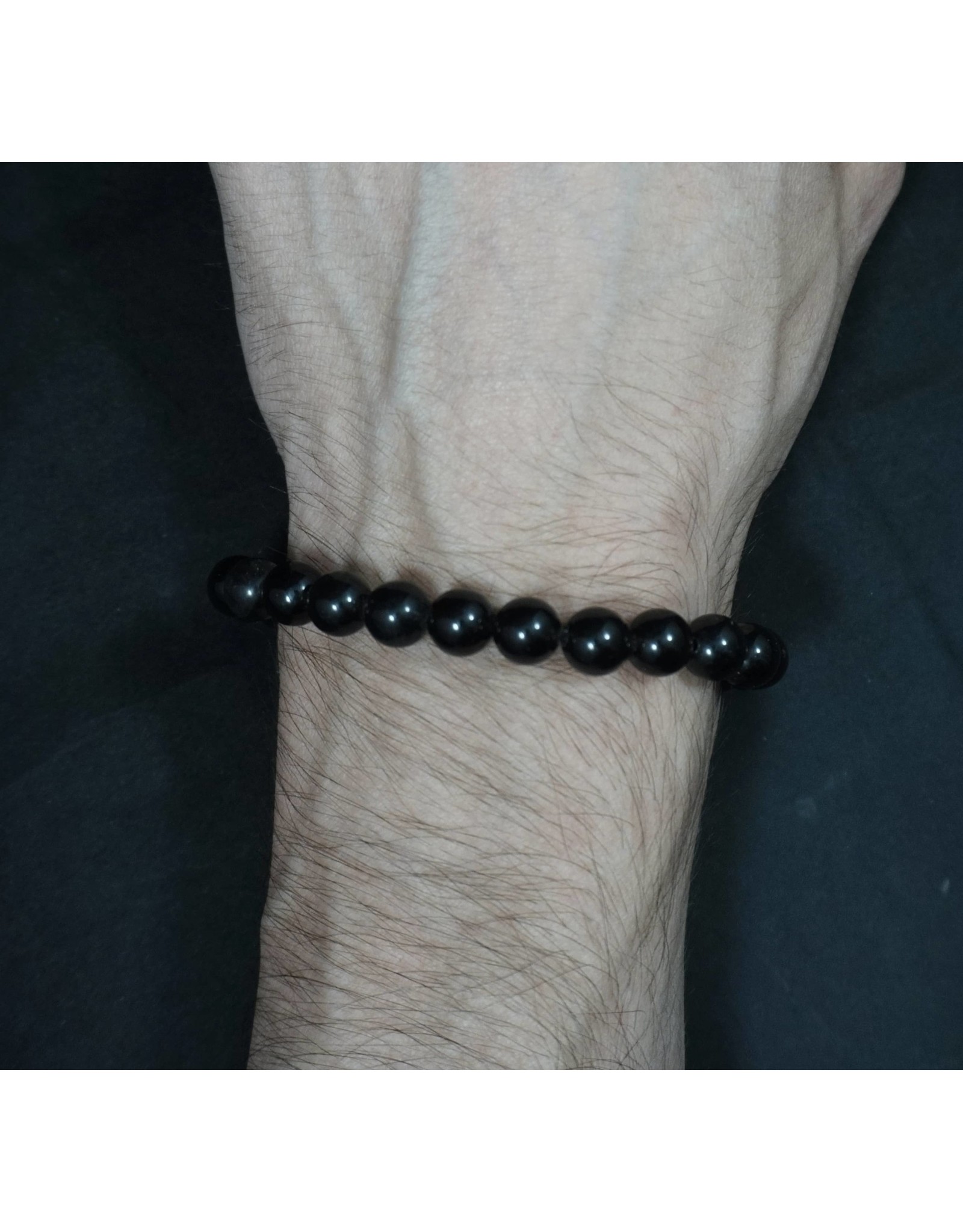 Elastic Bracelet 8mm Round Beads â€“ Black Obsidian