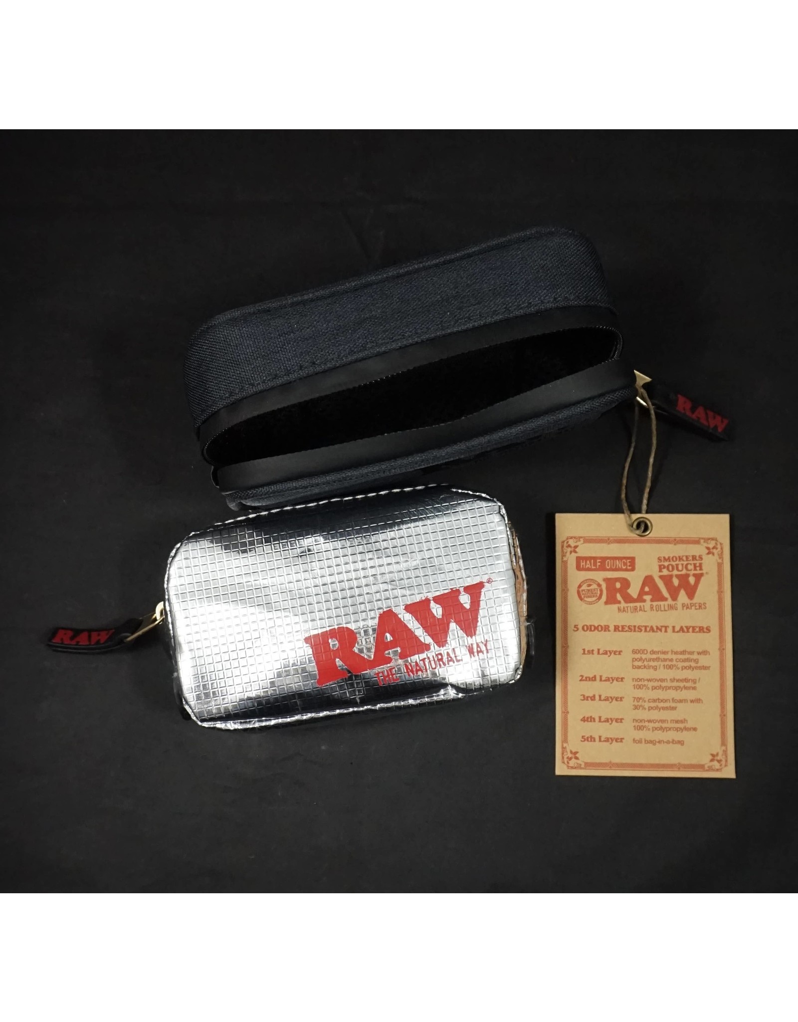 Raw Black Smell Proof Smokers Pouch - Small (Half Ounce)