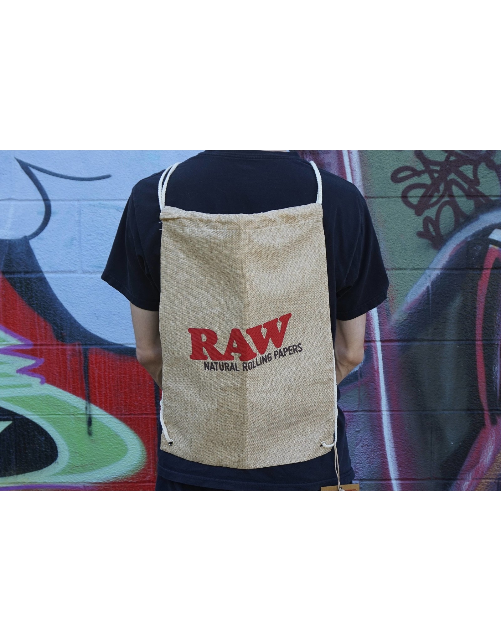 Raw Drawstring Bag - Tan