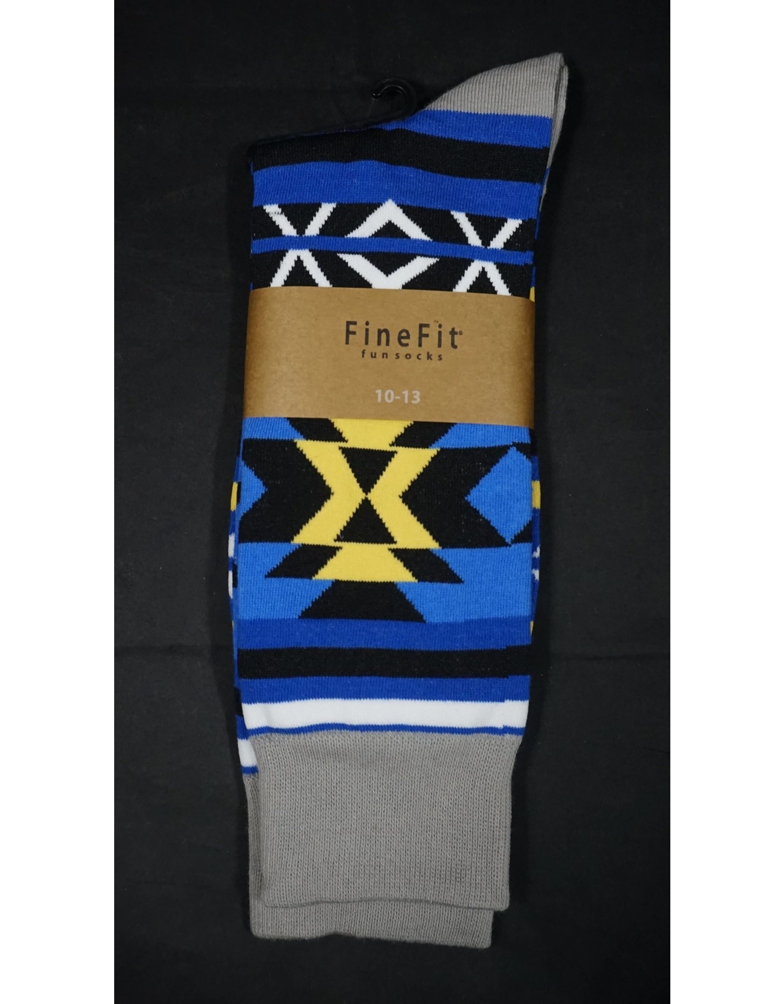 Fine Fit Patterned Socks - Southwest Yellow & Navy