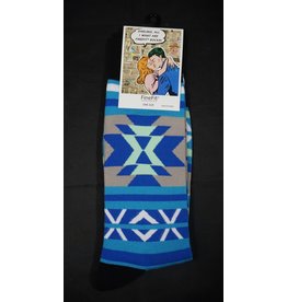 Fine Fit Patterned Socks - Southwest Light Blue