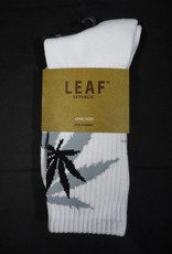 Leaf Socks - White with Gray Black  Leaves