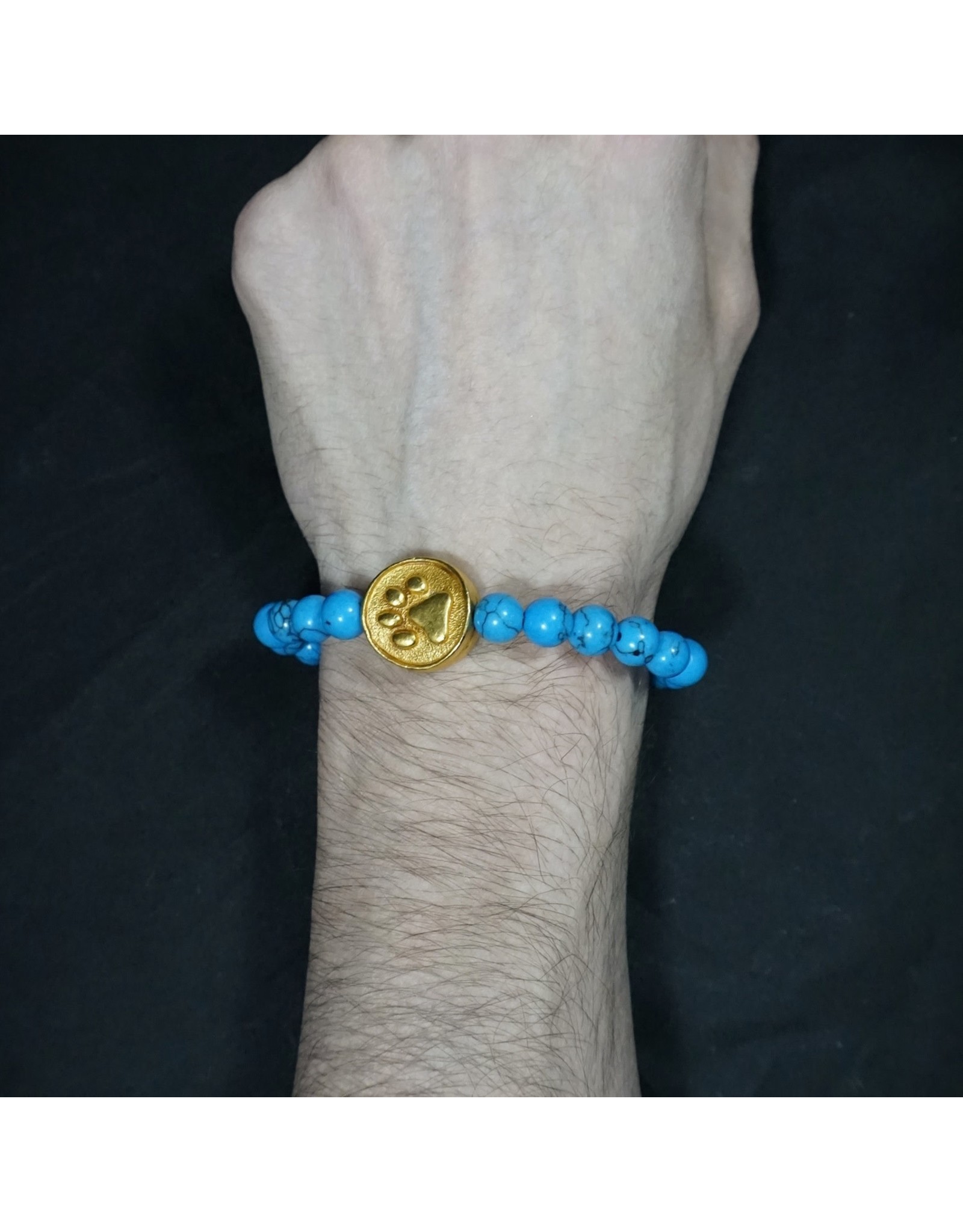 Elastic Bracelet 8mm Inline Charm - Turquoise Paw Print