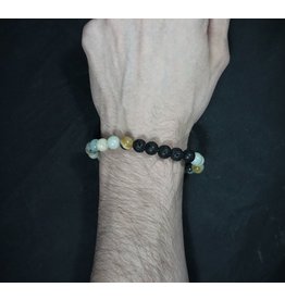Elastic Bracelet 8mm Lava Bead - Mixed Amazonite