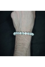 Elastic Bracelet 8mm Round Beads - White Howlite