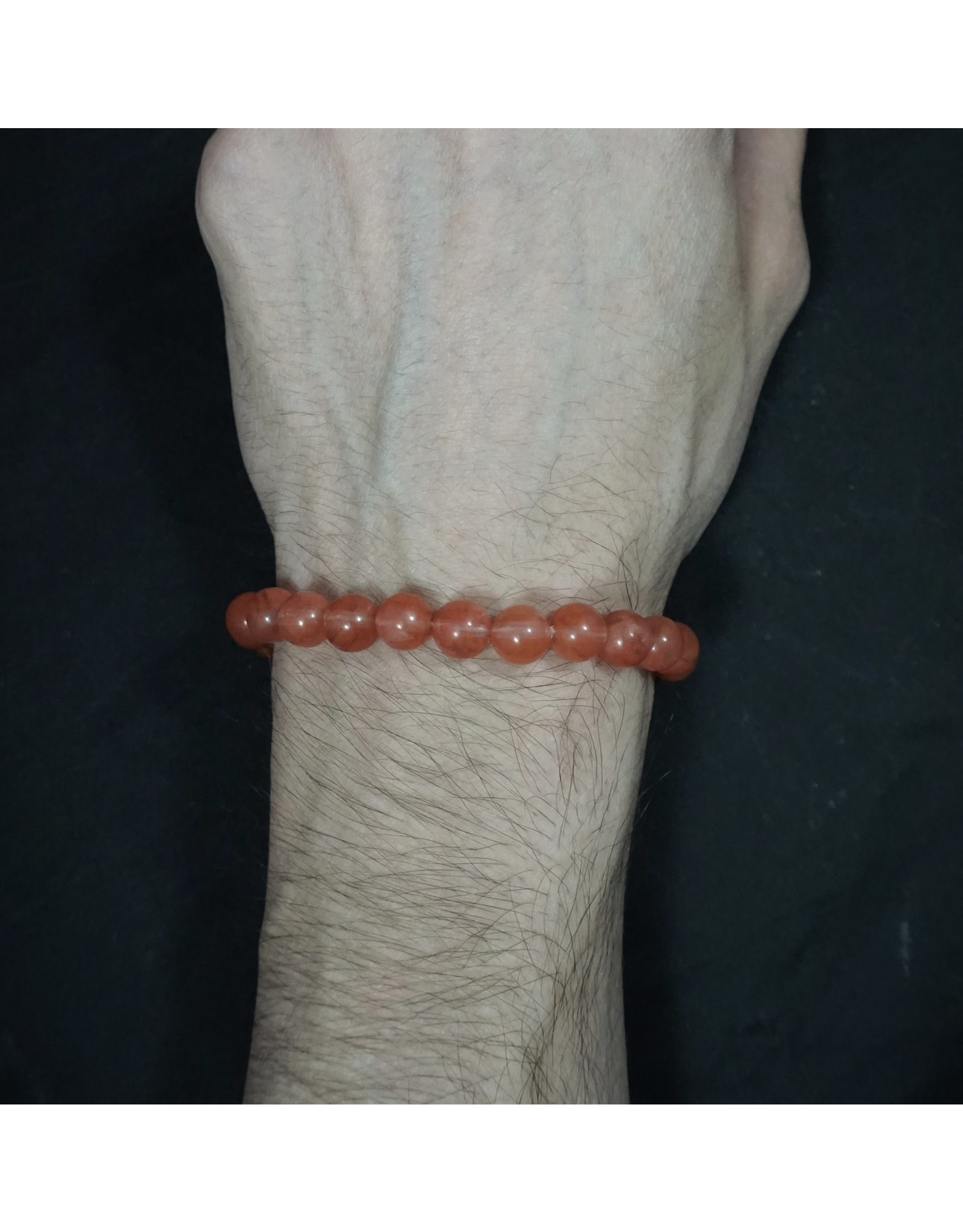 Elastic Bracelet 8mm Round Beads - Cherry Quartz