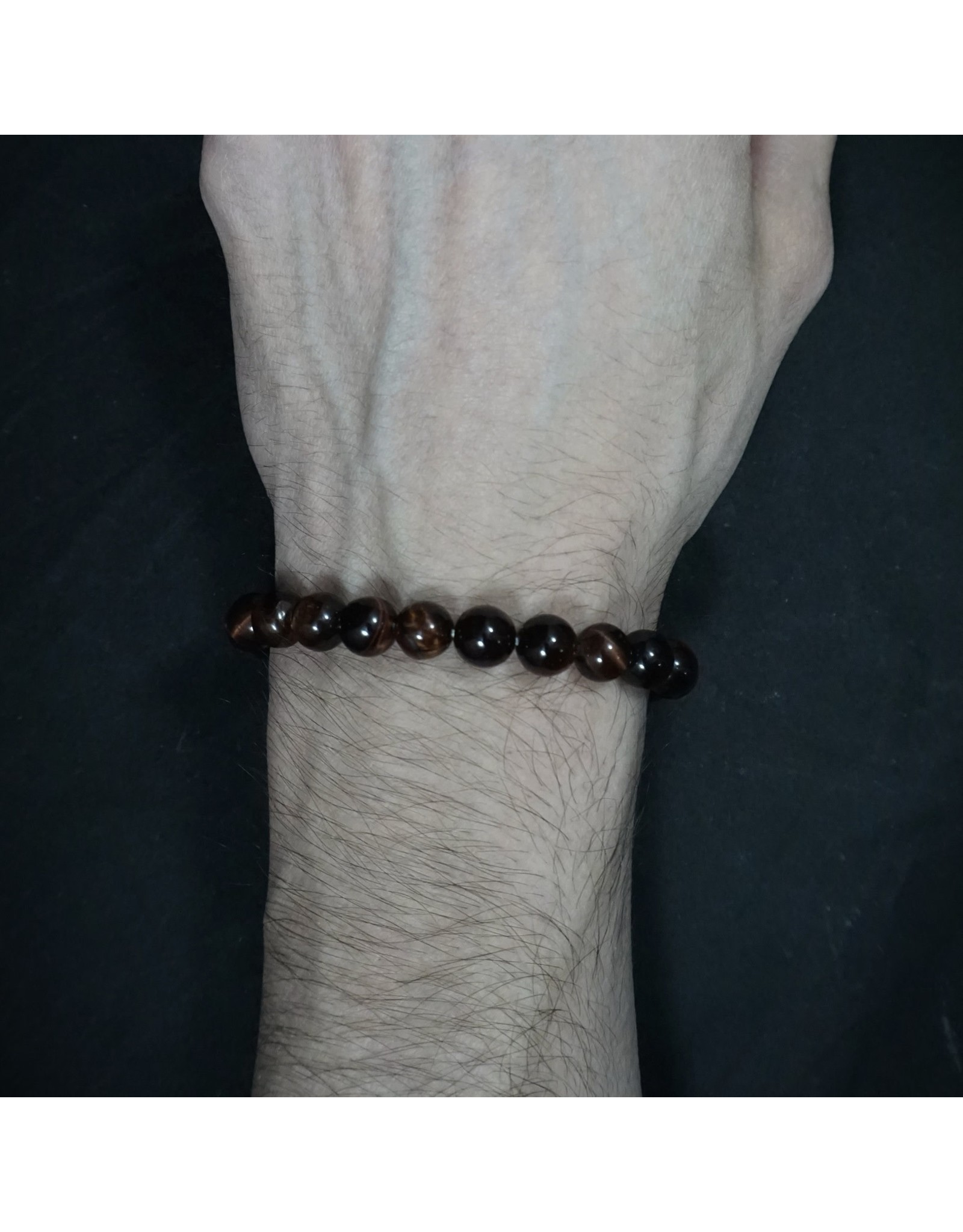 Elastic Bracelet 8mm Round Beads - Red Tiger Eye