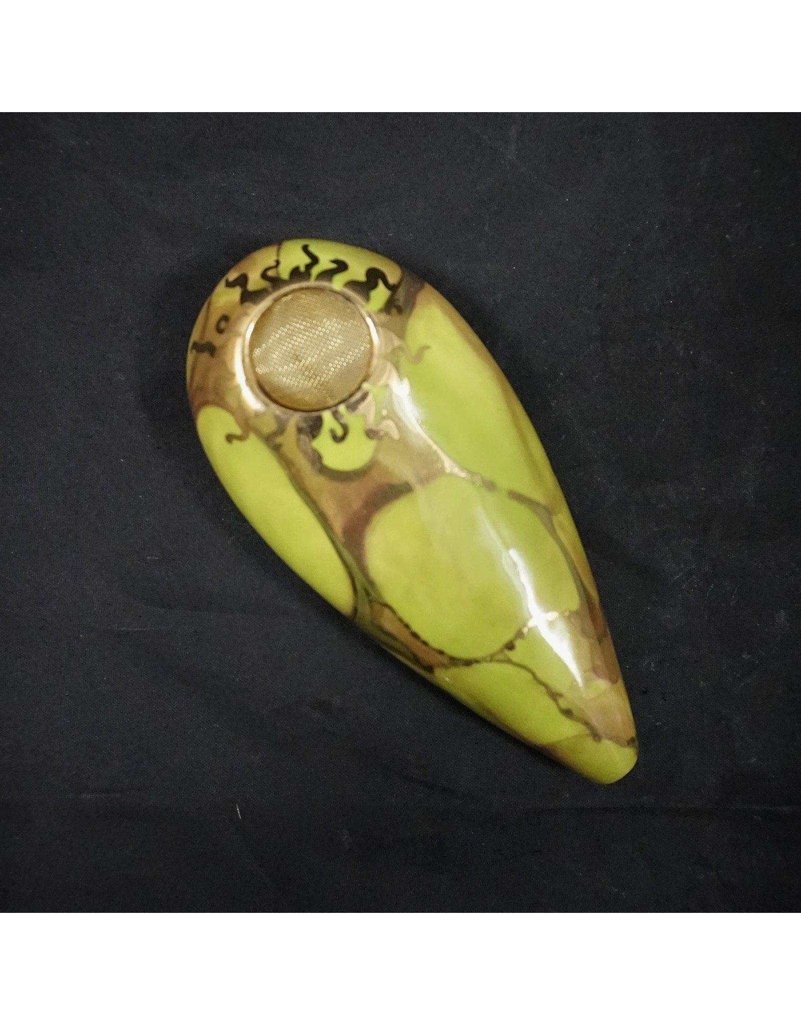 Ceramic Oval Handpipe - Lime Green