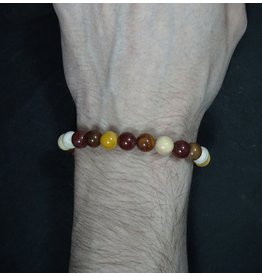Elastic Bracelet 8mm Round Beads - Mookaite