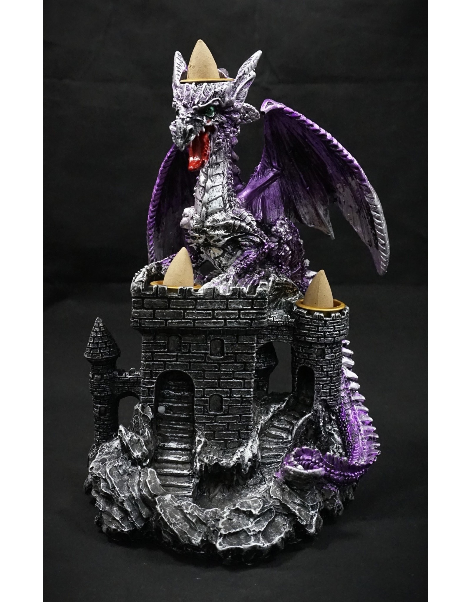 Castle Dragon Triple Backflow Incense Burner - Purple