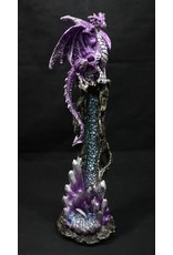 Dragon w/ Crystal Polyresin Standing Incense Burner