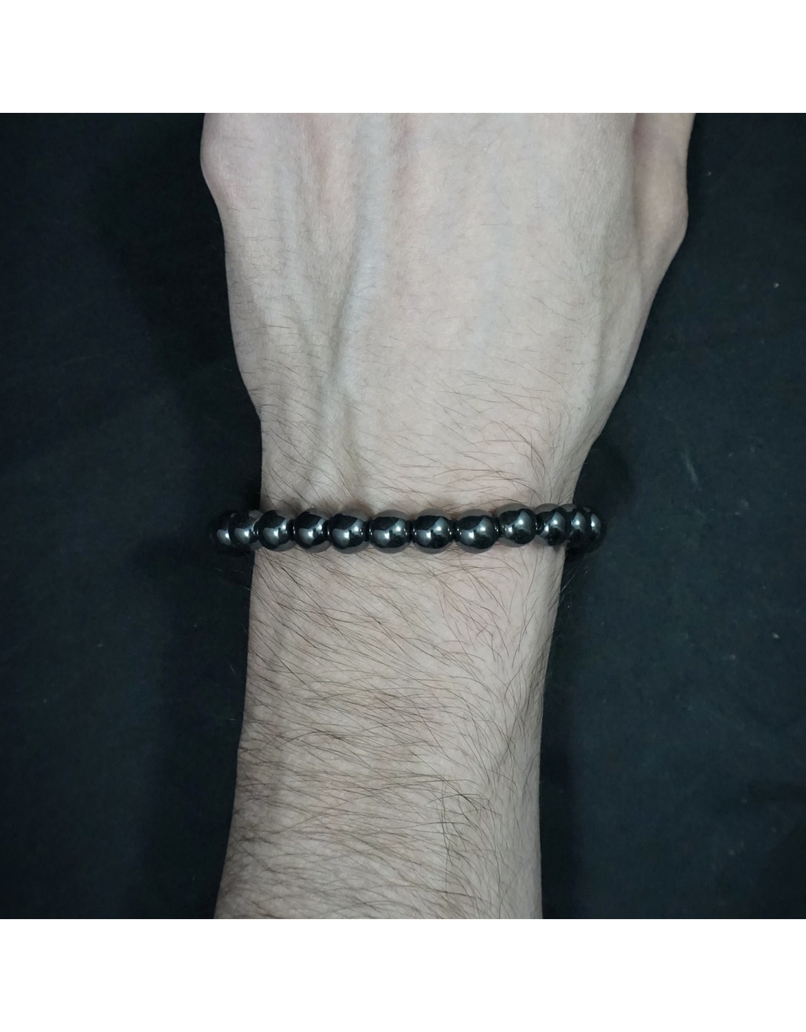 Elastic Bracelet 8mm Round Beads - Hematite