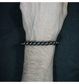 Elastic Bracelet 8mm Round Beads - Hematite